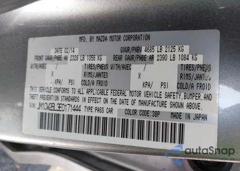 2014 Mazda Mazda5 Sport from USA, damaged, VIN JM1CW2BL3E0171444